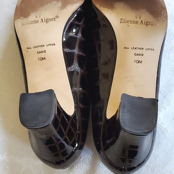 Etienne Aigner Brown Leather Heel Shoes Women's Size 10 - Picture 13 of 13